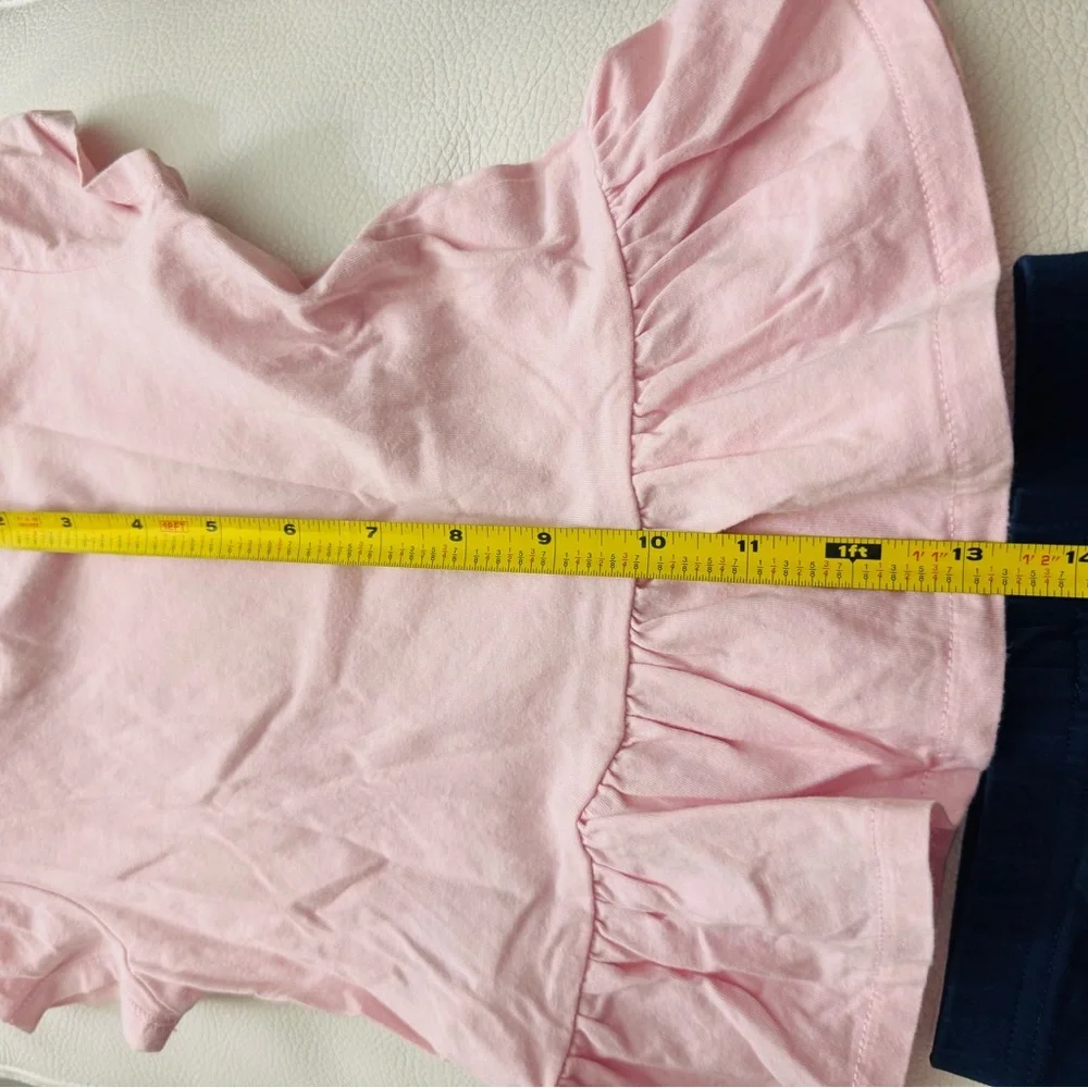 Pink Bear Graphic Top and Navy Leggings Set 18 months GUC